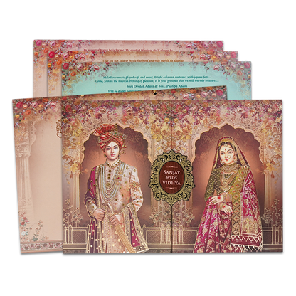 Check out Brown Royal Couple Padded Wedding Card at best price. ✅WhatsApp Support ✅Express Delivery.|King of cards.