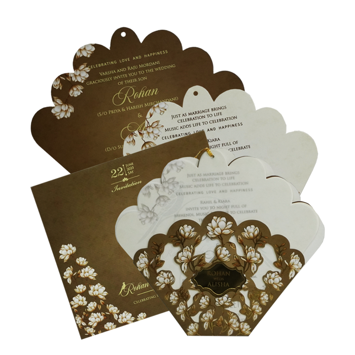 Brown Floral Nameplate Invitation Card-King of Cards