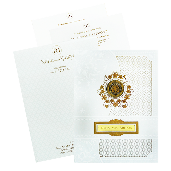Decorative White Padded Invitation-King of Cards