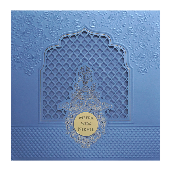 Light Blue MDF Wedding Card-King of Cards