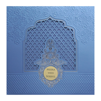 Light Blue MDF Wedding Card-King of Cards