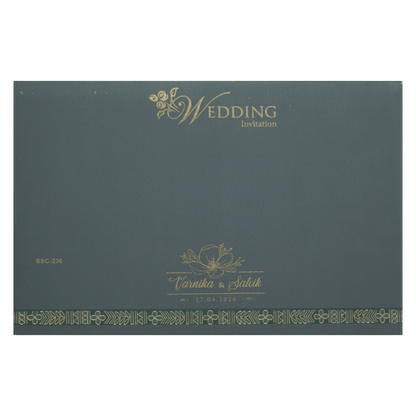 Grey Metallic Gold Padded Wedding Card-KSSC2360