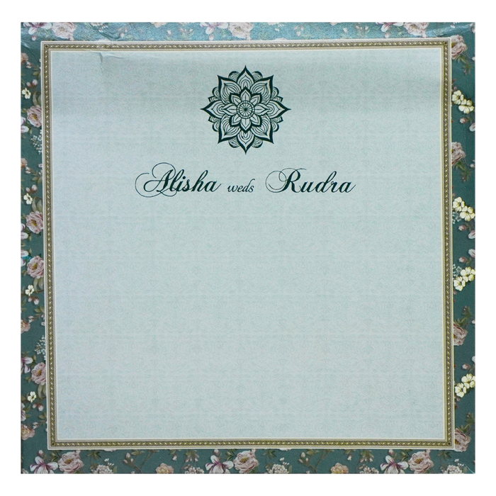 Grey Green Floral Invitation Card-King of Cards