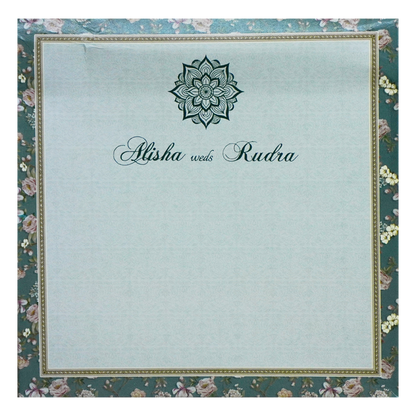 Grey Green Floral Invitation Card-King of Cards