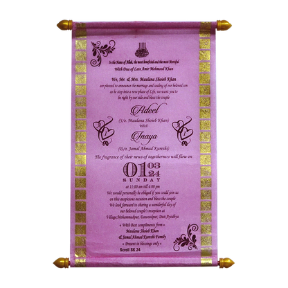 Pastel Pink Fabric Scroll Card-KJTS0024