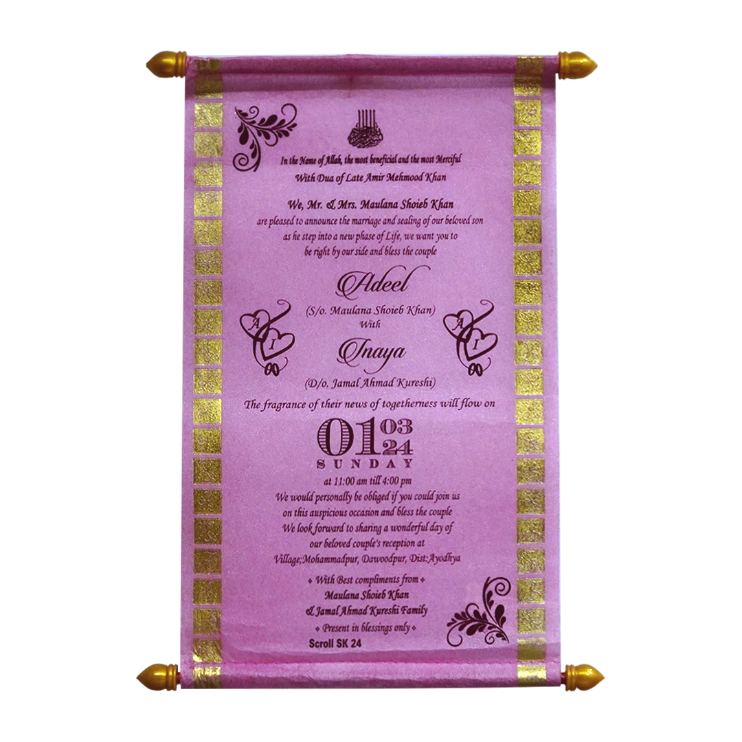 Pastel Pink Fabric Scroll Card-King of Cards