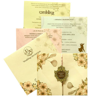 Light Pale Brown Padded Invitation-King of Cards