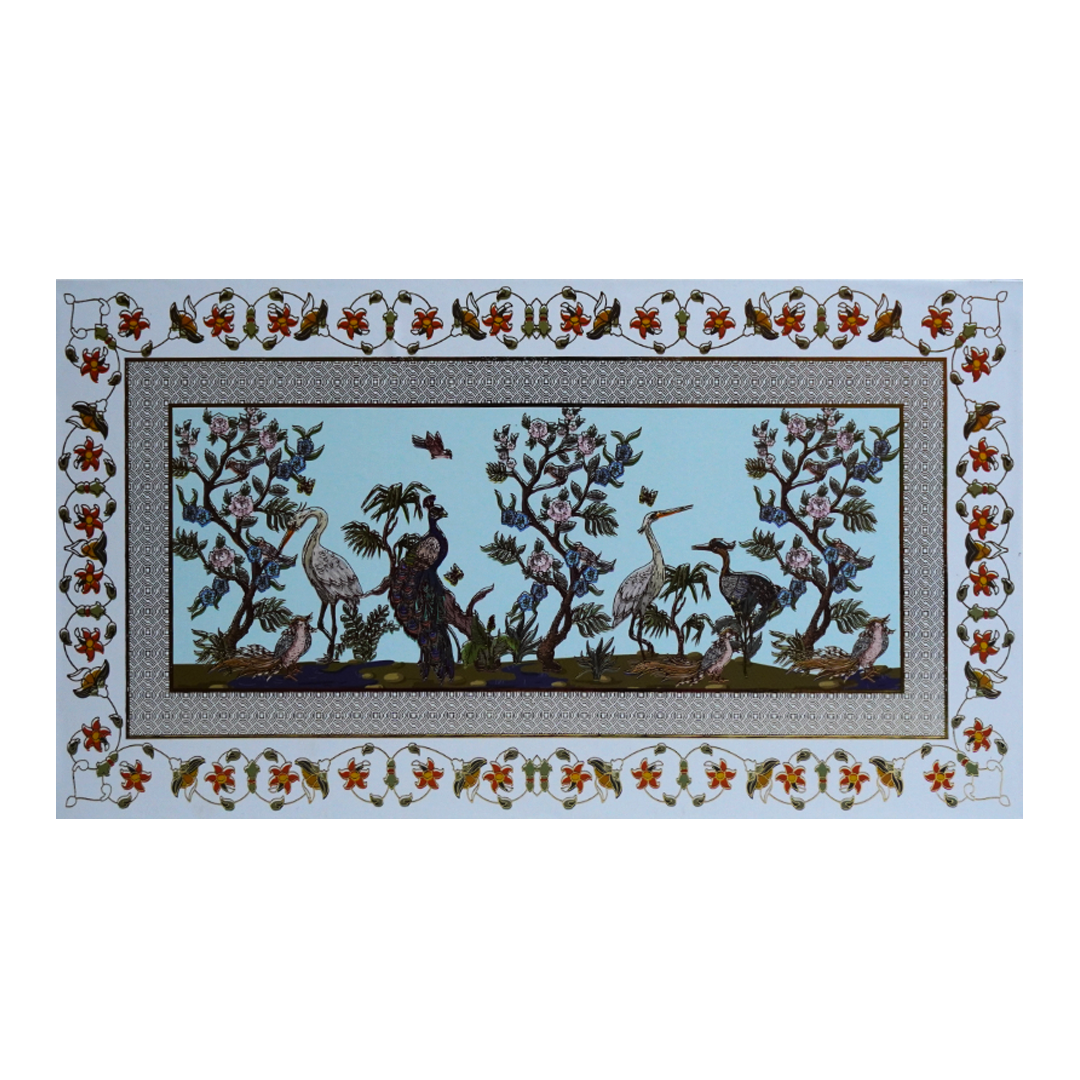 Blue Peacock Floral Box Invitation-KBX1402