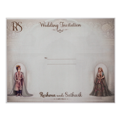 Silver Bride Groom Padded Wedding Card-KSI64150