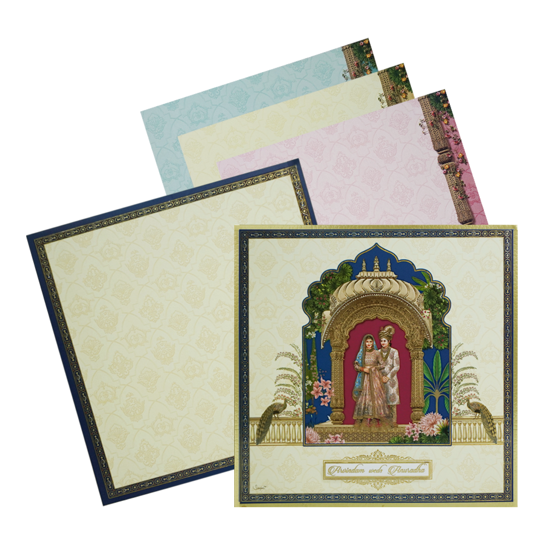 Make your event special with our exclusive Cream Arch Padded Marriage card. Shop now! ?WhatsApp Support ?Express Delivery.