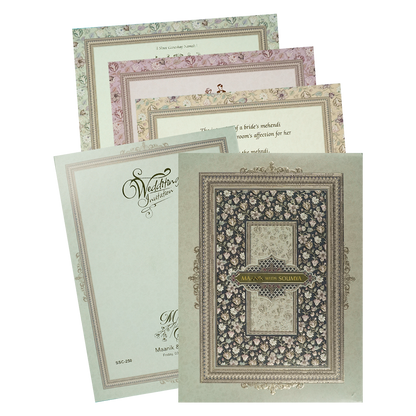 Check out Blue Floral Metallic Padded Wedding Card at best price. ✅WhatsApp Support ✅Express Delivery.|King of cards.