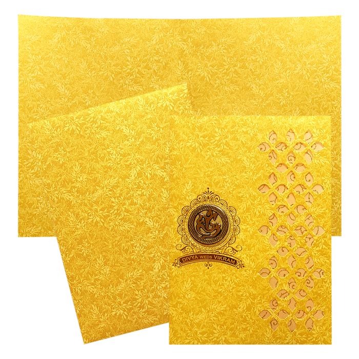 Gold Laser Cut Invitation Card-KNCM33GM