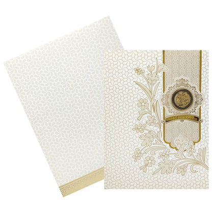 White Floral Invitation Card With Name Plate-KNJS2058