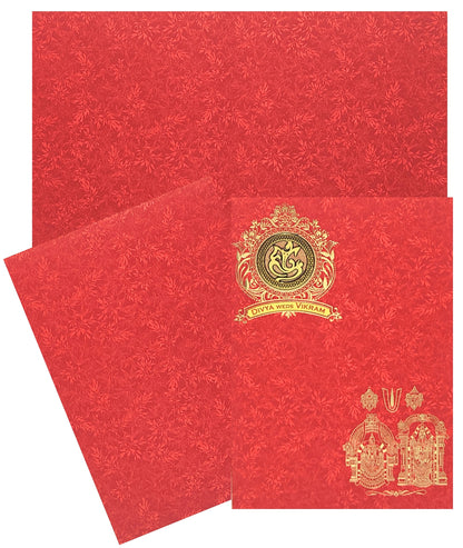 Red Metallic Balaji Padmavathi Invite In Gold Foiling-KNCM34RM