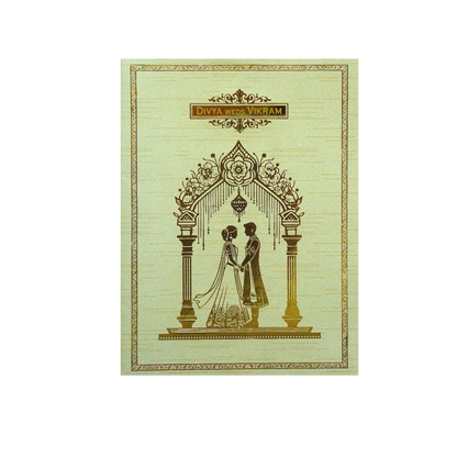 Pista Green Metallic Wedding Nameplate Invitation Card-King of Cards