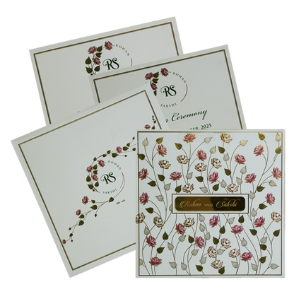 White Lotus Printed Padded Marriage Card-King of Cards
