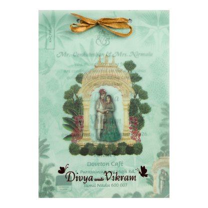 Green Arch Bride Groom Tracing Marriage Card-KNCY6607G