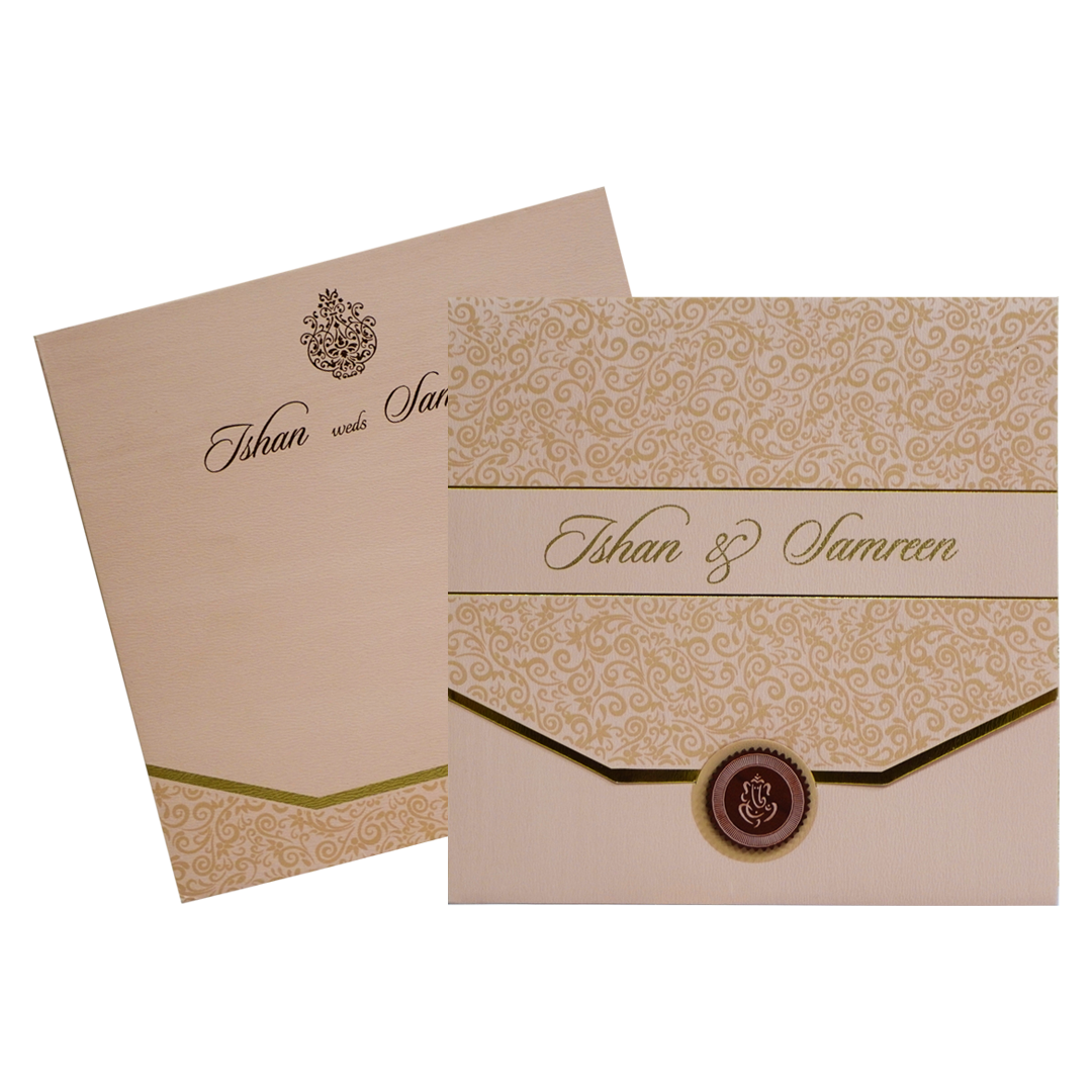 Light Pink Ganesha Wedding Invitation-KRC30552