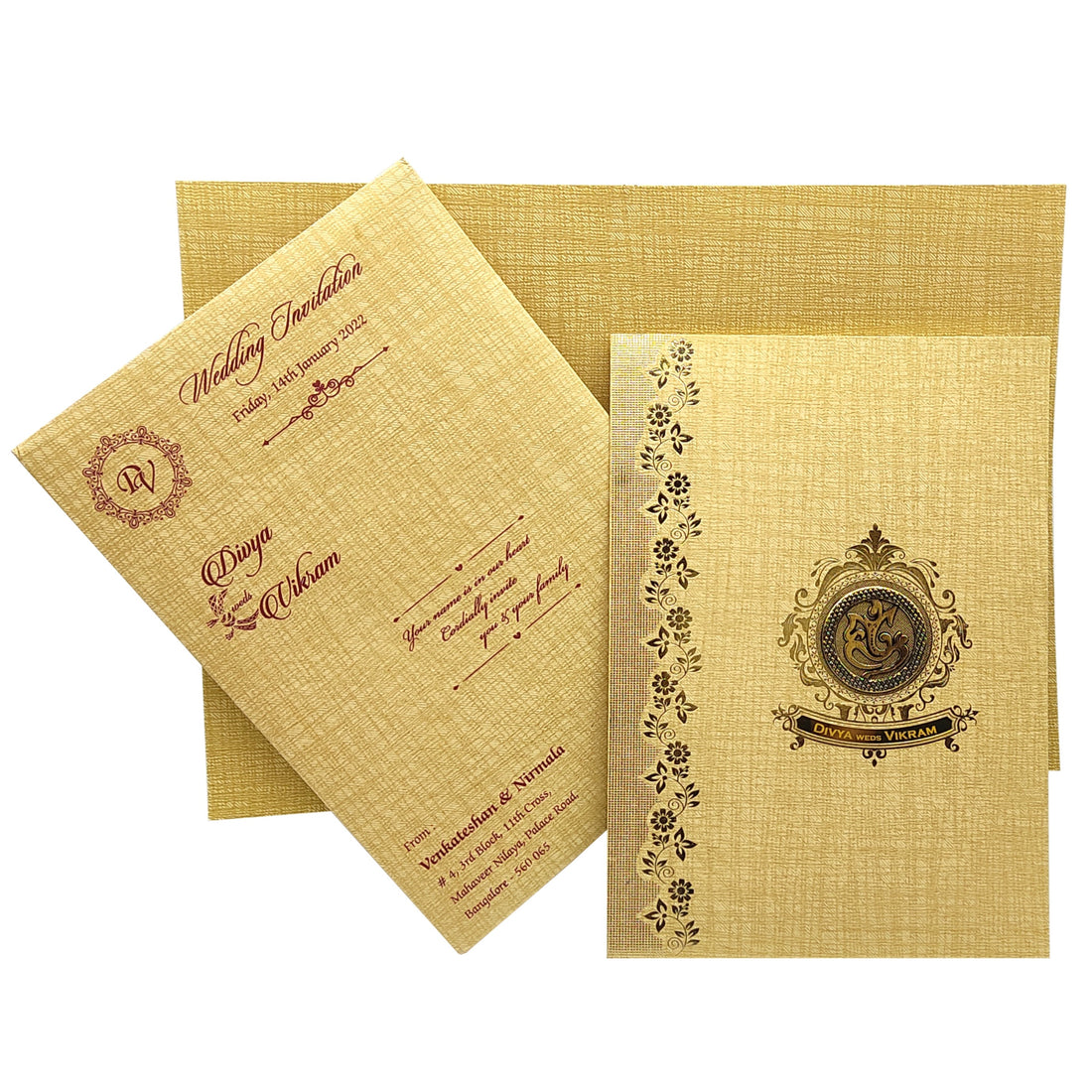 Brown Gold Metallic Invitation Card-KNCM31NM