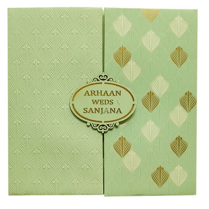 Pastel Green Embossed Invitation Card-King of Cards