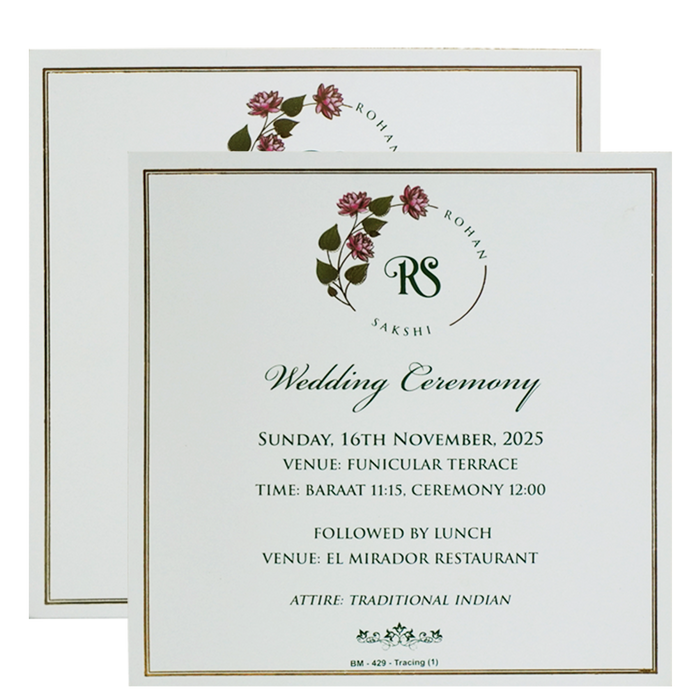 White Lotus Printed Padded Marriage Card-King of Cards