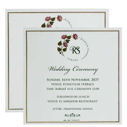 White Lotus Printed Padded Marriage Card-King of Cards