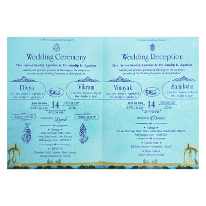 Blue Palace Floral Wedding Card-KNTY6815