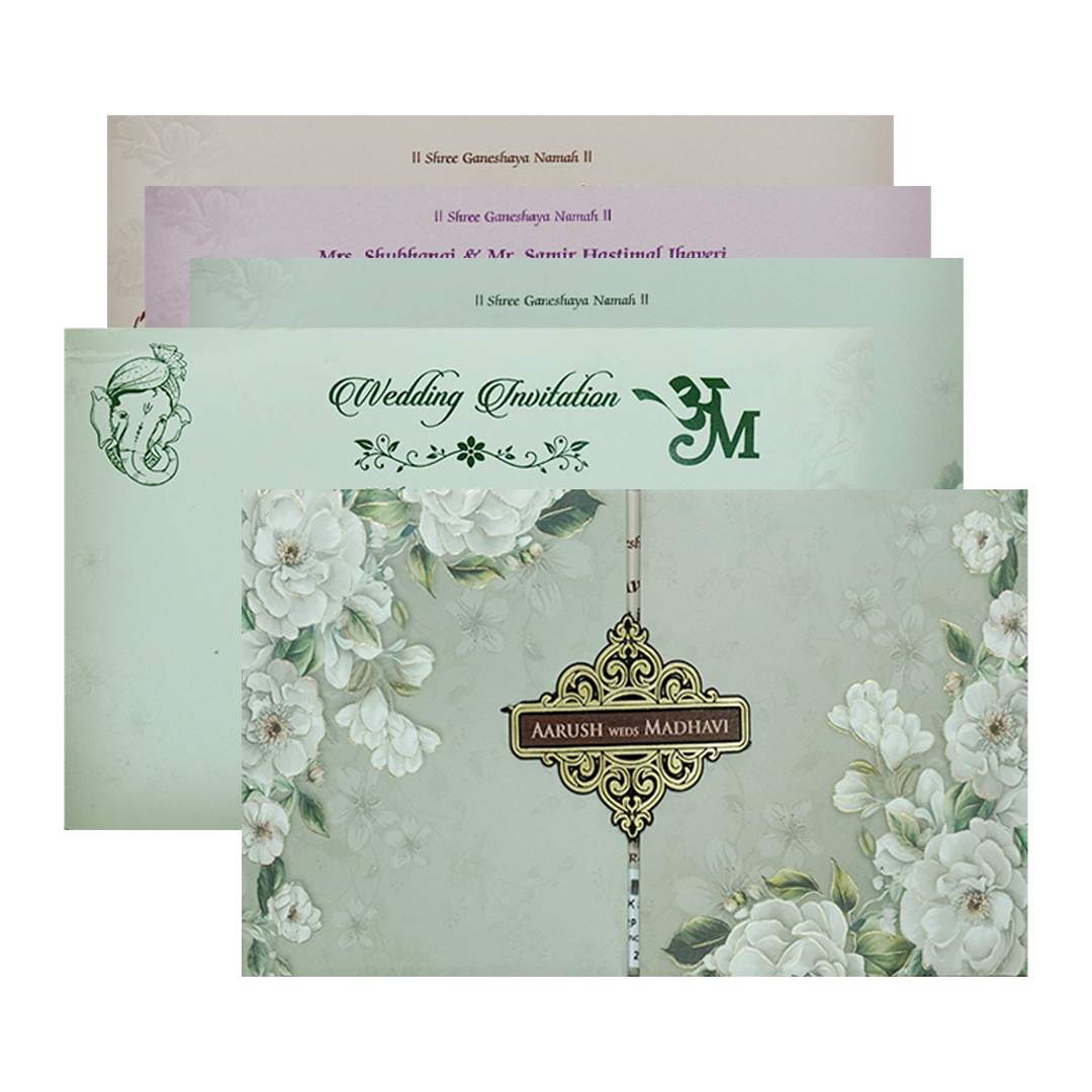 Check out Grey Floral Padded Wedding Card at best price.✅WhatsApp Support✅Express Delivery.|King of cards.