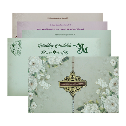 Check out Grey Floral Padded Wedding Card at best price.✅WhatsApp Support✅Express Delivery.|King of cards.