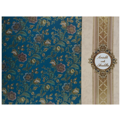 Royal Blue Door Floral Wedding Card-KAC05830