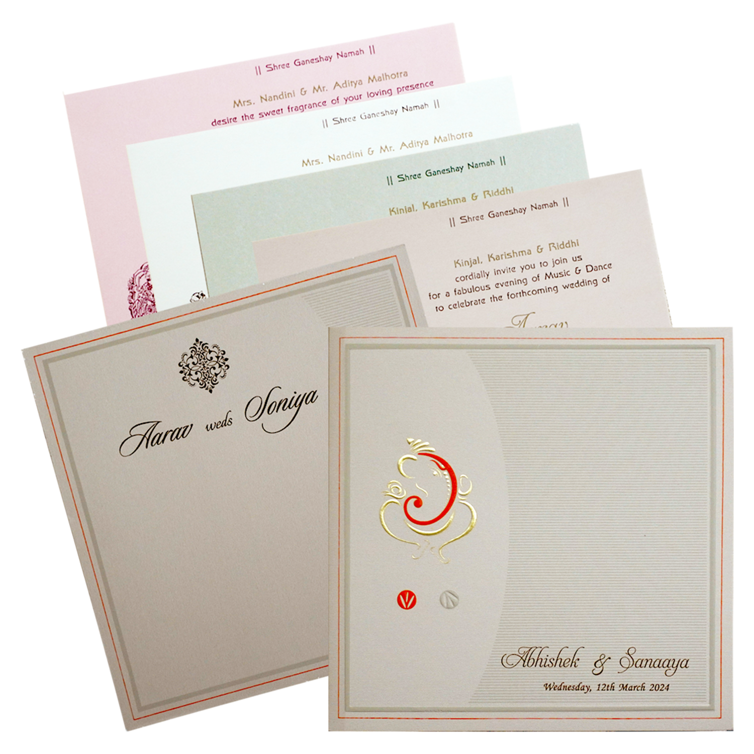 Cuban Sand Ganesha Wedding Invitation-KRC30361