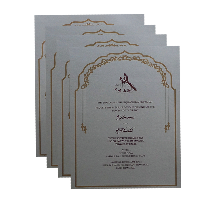 Grey Embossed Floral Wedding Card-King of Cards