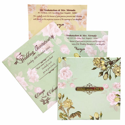 Light Green Pastel Padded Floral Design In Offset-KNC5603G