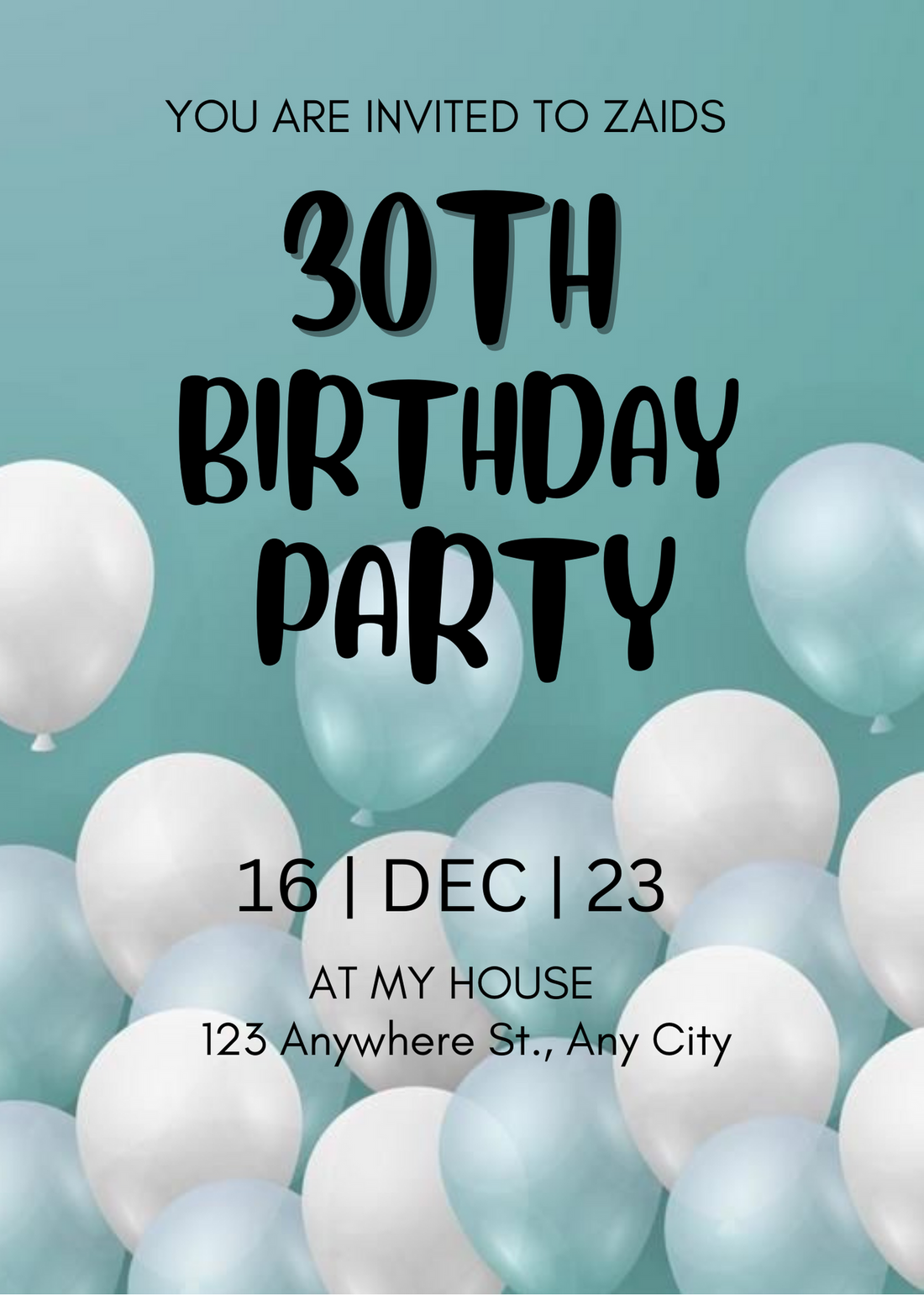 Blue Balloon Milestone Invitation-AAMIL002