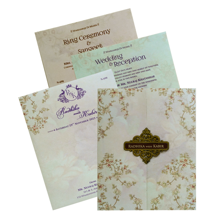 Soft Green Floral Invitation-King of Cards