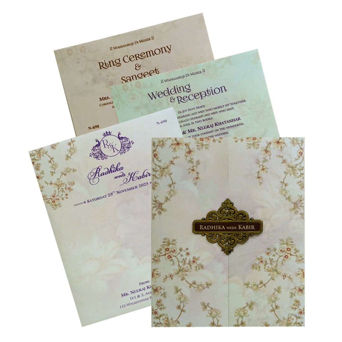 Soft Green Floral Invitation-KVN06900