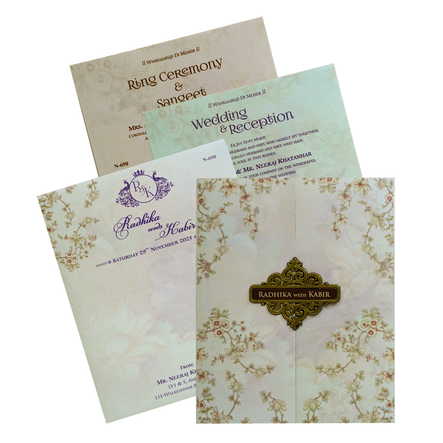 Soft Green Floral Invitation-KVN06900