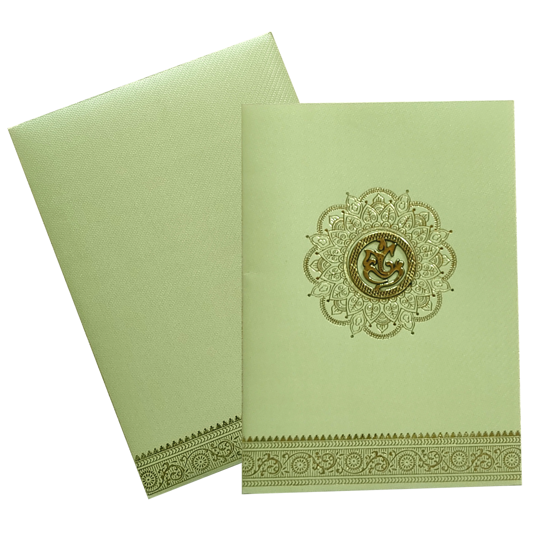 Green Traditional Indian Wedding Card-KNKTGN026
