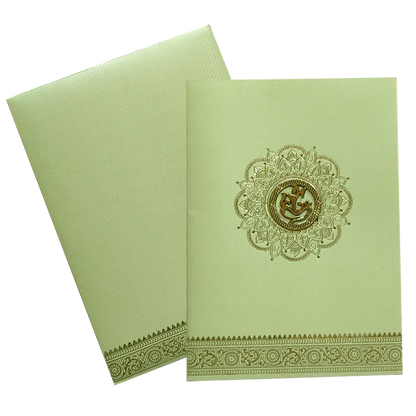 Green Traditional Indian Wedding Card-KNKTGN026
