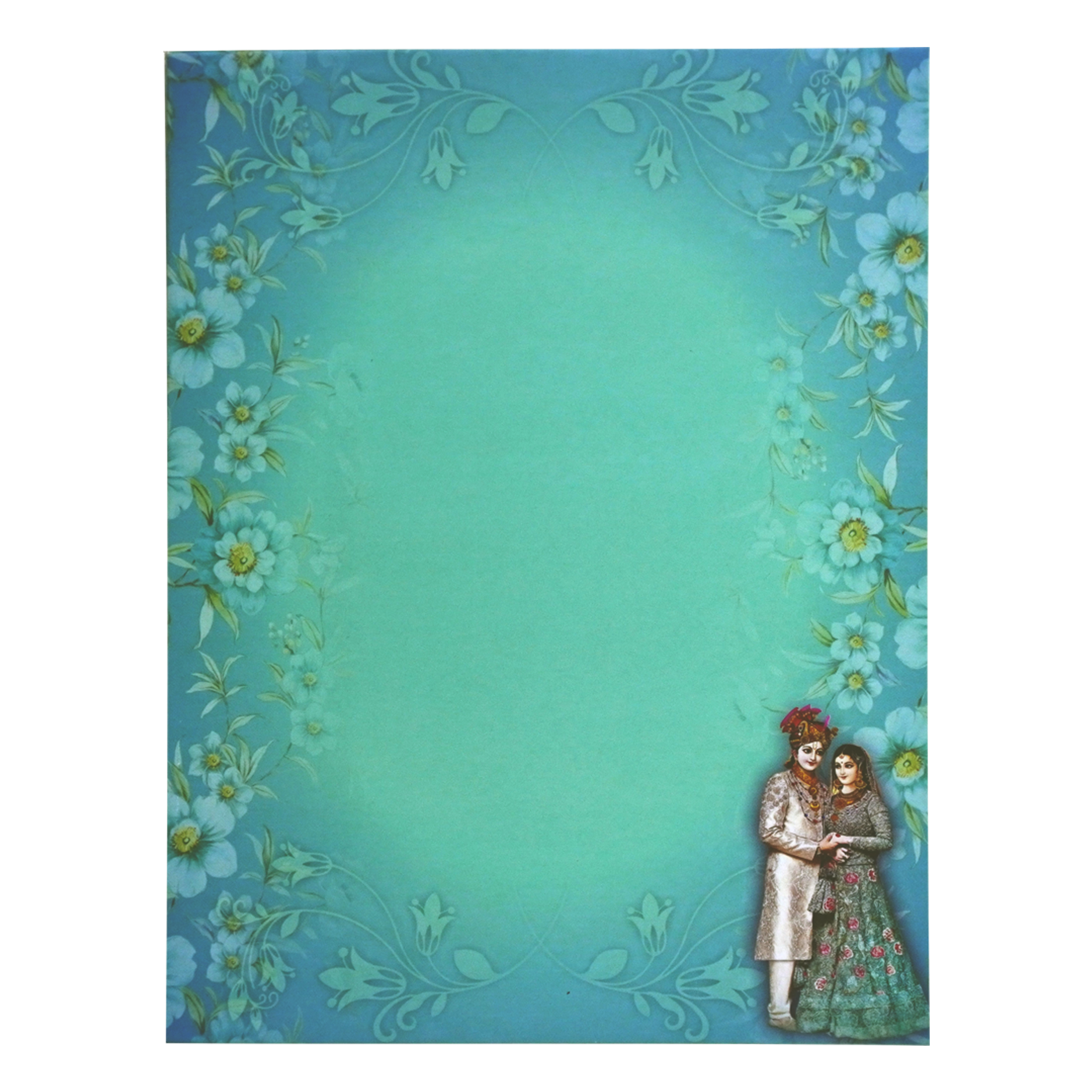 Dark Cyan Blue Wedding Card-KNKM8205