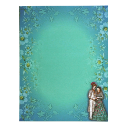 Dark Cyan Blue Wedding Card-KNKM8205