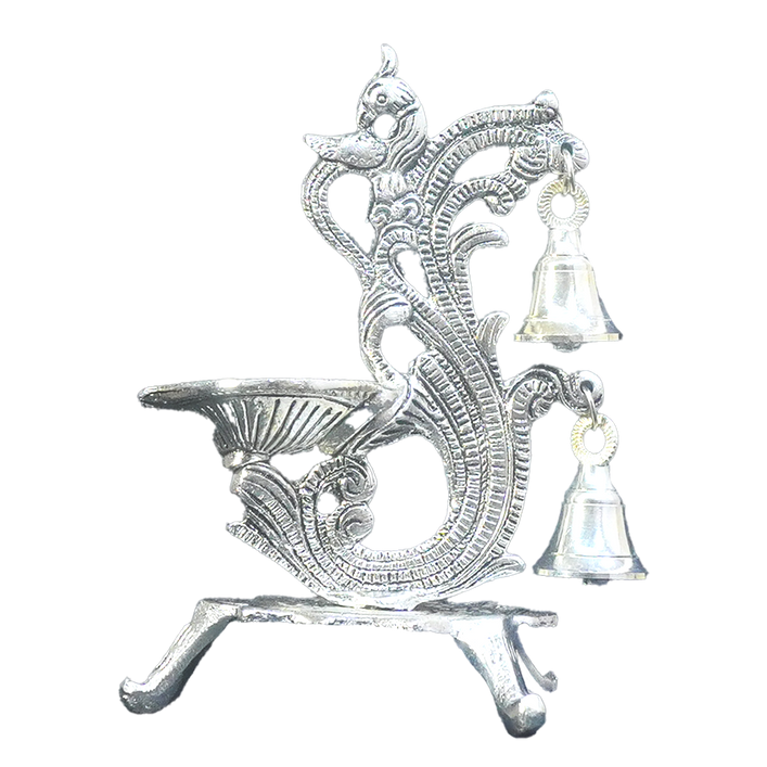 Peacock Deepam with Hanging Bells-King of Cards