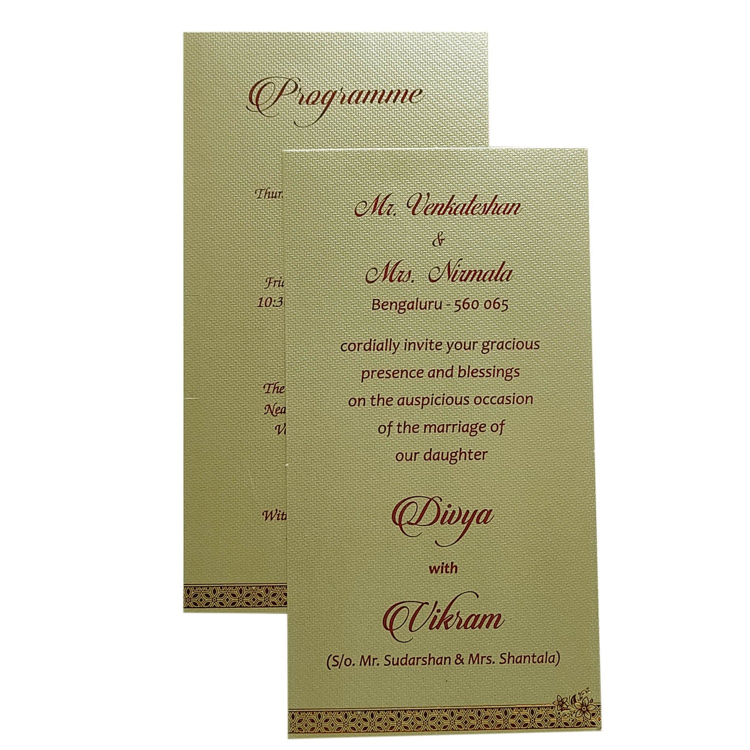 Sliver Grey Single Invitation Card