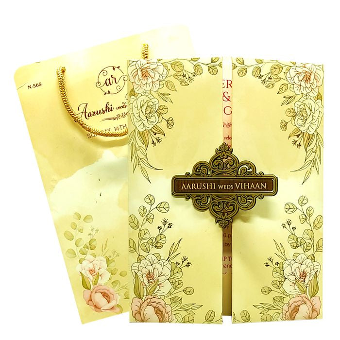 Cream Beige Floral Wedding Card-King of Cards