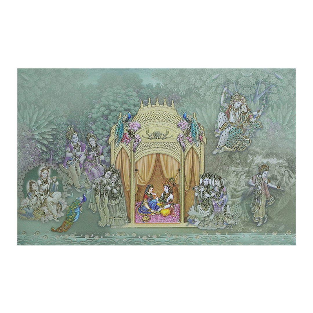 Olive Green Traditional Padded Wedding Card-KPR23840