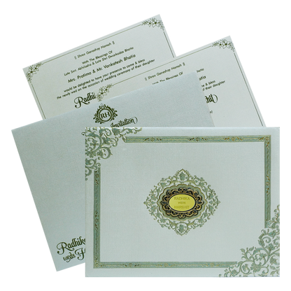Greyish Green Floral Invitation-King of Cards