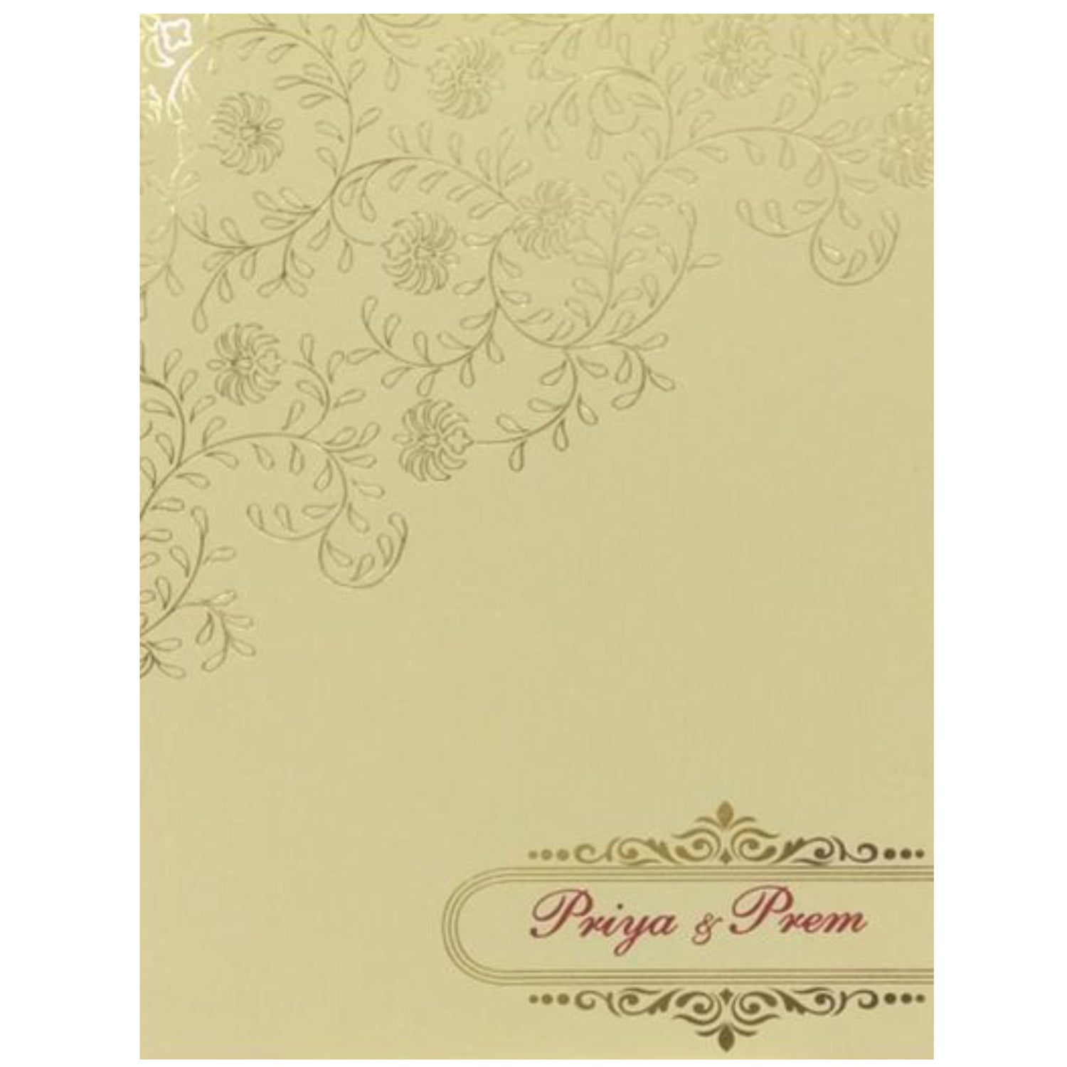 Fabulous Pale Yellow Shading With Blossom Theme Wedding Card - KND8003C