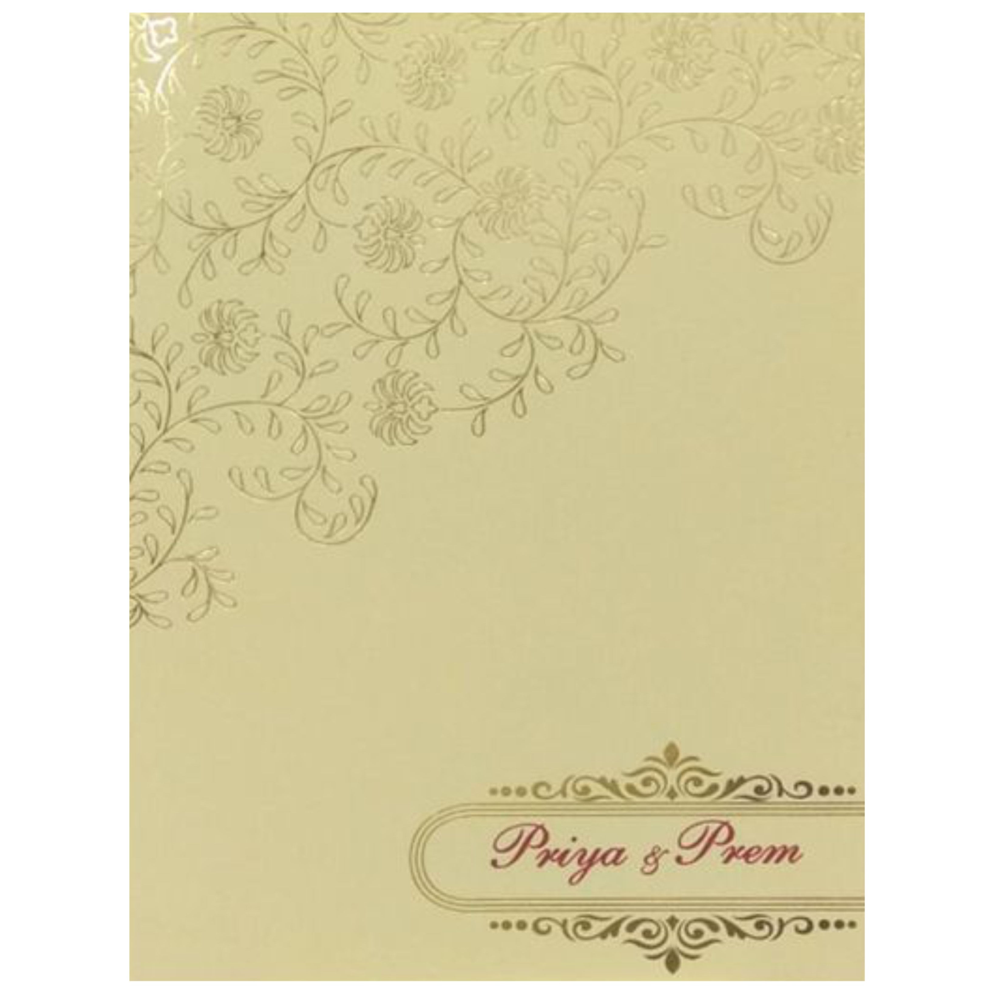 Fabulous Pale Yellow Shading With Blossom Theme Wedding Card - KND8003C