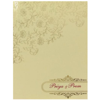 Fabulous Pale Yellow Shading With Blossom Theme Wedding Card - KND8003C