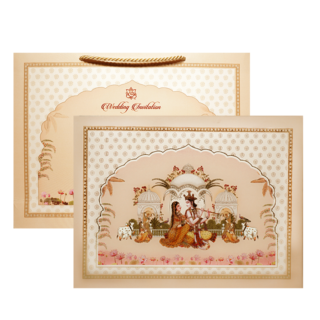 Pink Radha Krishna Wedding Invitation Box-KMMEX8340